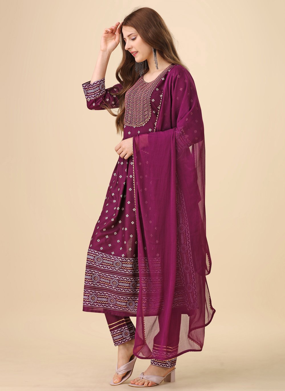 Buy Reyon Readymade Salwar Suit For Ceremonial Online