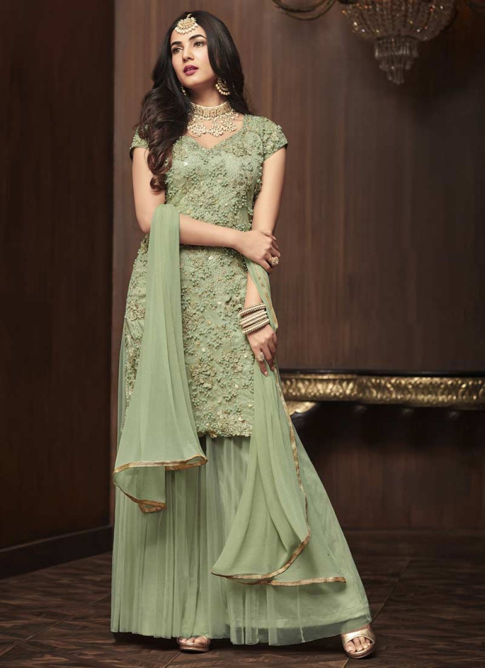 Shop Beads Work Sharara Salwar Suit Online Salwar Kameez