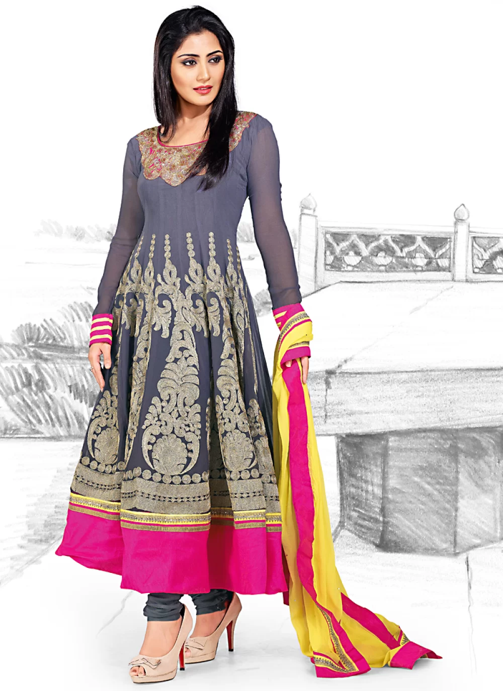 Enchanting Grey Rimi Sen Bollywood Salwar Kameez