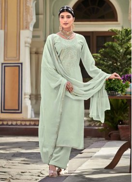 Cotton Silk Embroidered Work Palazzo Style Pakistani Salwar Suit