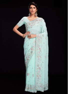 Faux Georgette Embroidered Work Designer Traditional Saree