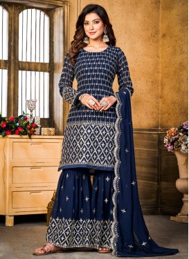 Embroidered Work Sharara Salwar Kameez