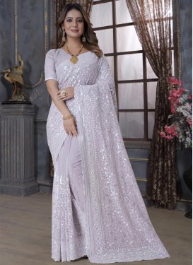 Faux Georgette Embroidered Work Trendy Classic Saree