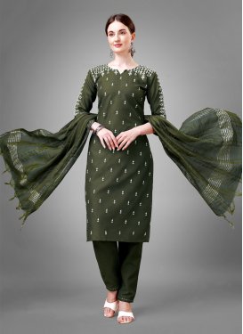 Embroidered Work Cotton Blend Readymade Salwar Suit