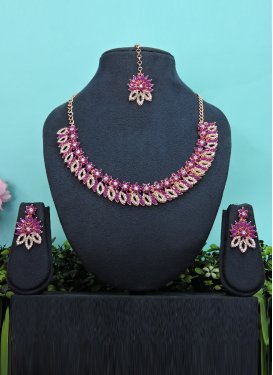 Regal Stone Work Purple and White Necklace Set