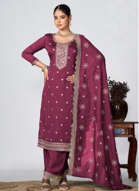 Vichitra Silk Trendy Palazzo Salwar Suit