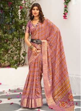 Print Work Art Silk Trendy Classic Saree For Ceremonial