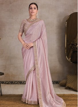 Embroidered Work Organza Trendy Classic Saree For Festival
