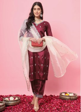 Silk Blend Readymade Salwar Kameez For Ceremonial