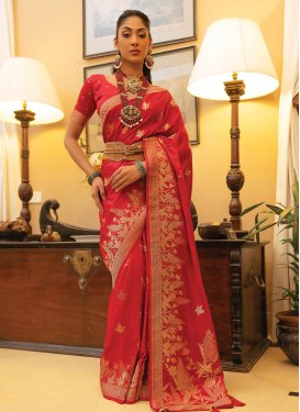 Woven Work Satin Silk Designer Contemporary Saree