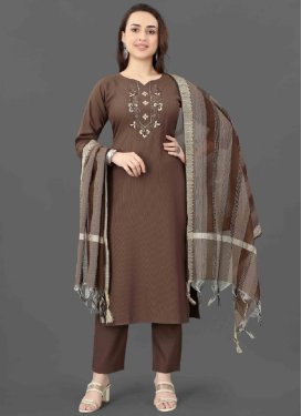 Cotton Blend Embroidered Work Readymade Salwar Kameez