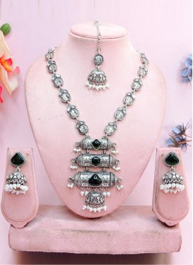 Silver Rodium Polish Oxidized Black and Silver Color Necklace Set