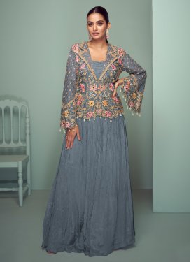 slim fit dress slacks Gray Blue Organza A Line V Neck Lace Prom Dresses PL451