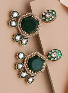 Stone Work Gold Rodium Polish Earrings For Party