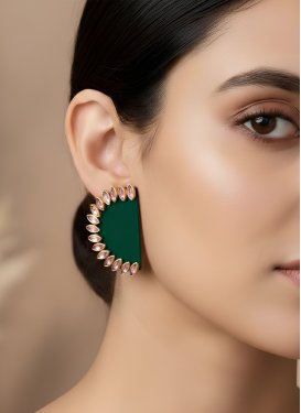Stone Work Gold Rodium Polish Earrings