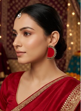 Gold Rodium Polish Stone Work Alloy Earrings