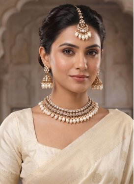 Beads Work Alloy Gold Rodium Polish Necklace Set For Festival