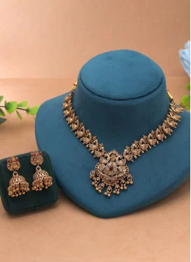 Multi Colour Beads Work Gold Rodium Polish Necklace Set