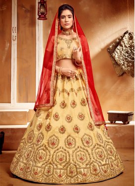 Booti Work Banglori Silk Trendy Lehenga Choli