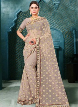 Embroidered Work Net Trendy Classic Saree For Ceremonial