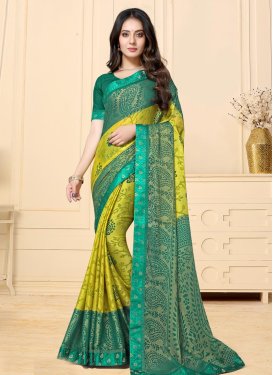Olive and Teal Designer Traditional Saree