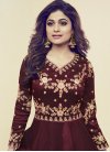 Shamita Shetty Embroidered Work Art Silk Long Length Anarkali Salwar Suit - 1
