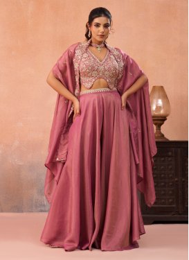 Fancy Fabric Palazzo Suit with Beads Work for Festival in Pink