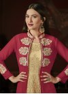 Cream and Fuchsia Gauhar Khan Jacket Style Anarkali Suit - 1