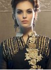 Faux Georgette Beads Work Beige and Black Asymmetrical Designer Salwar Suit - 2