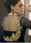 Faux Georgette Beads Work Beige and Black Asymmetrical Designer Salwar Suit - 1