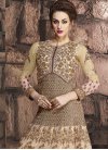 Aesthetic Embroidered Work Faux Georgette Beige and Rose Pink Jacket Style Floor Length Suit - 1