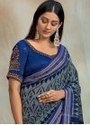 Grey and Navy Blue Trendy Classic Saree - 1