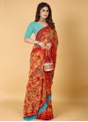 Orange and Red Designer Contemporary Style Saree For Casual - 1