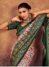 Digital Print Work Bottle Green and Pink Trendy Classic Saree - 2