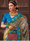 Brown and Light Blue Patola Silk Trendy Classic Saree - 1