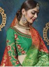 Green and Red  A - Line Lehenga - 1