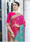 Rose Pink and Turquoise Woven Work Trendy Classic Saree - 2