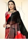 Black and Red Cotton Silk Contemporary Style Saree For Ceremonial - 1