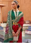 Green and Red Designer Contemporary Style Saree For Ceremonial - 1