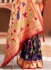 Navy Blue and Red Designer Contemporary Style Saree - 2