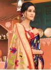 Navy Blue and Red Designer Contemporary Style Saree - 3