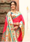 Firozi and Rose Pink Paithani Silk Designer Contemporary Style Saree - 1