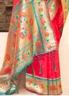 Firozi and Rose Pink Paithani Silk Designer Contemporary Style Saree - 3