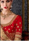 Exceptional Faux Georgette Beige and Red Lehenga Style Saree - 1