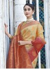 Cream and Maroon Woven Work Banarasi Silk Designer Contemporary Style Saree - 3