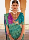 Patola Silk Purple and Teal Designer Traditional Saree For Ceremonial - 1