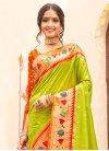 Mint Green and Red Woven Work Traditional Designer Saree - 2