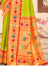 Mint Green and Red Woven Work Traditional Designer Saree - 3