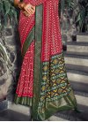 Tussar Silk Foil Print Work Crimson and Green Traditional Designer Saree - 2