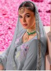 Grey and Pink  Pakistani Straight Salwar Kameez - 1